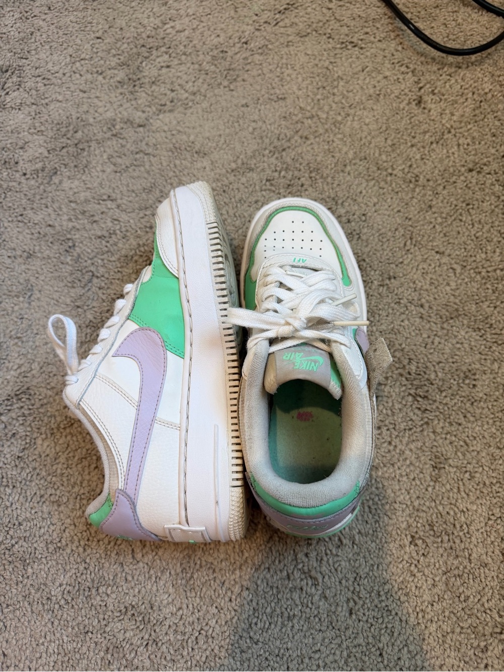 Nike White Sneakers with Mint Green & Lavender Accents